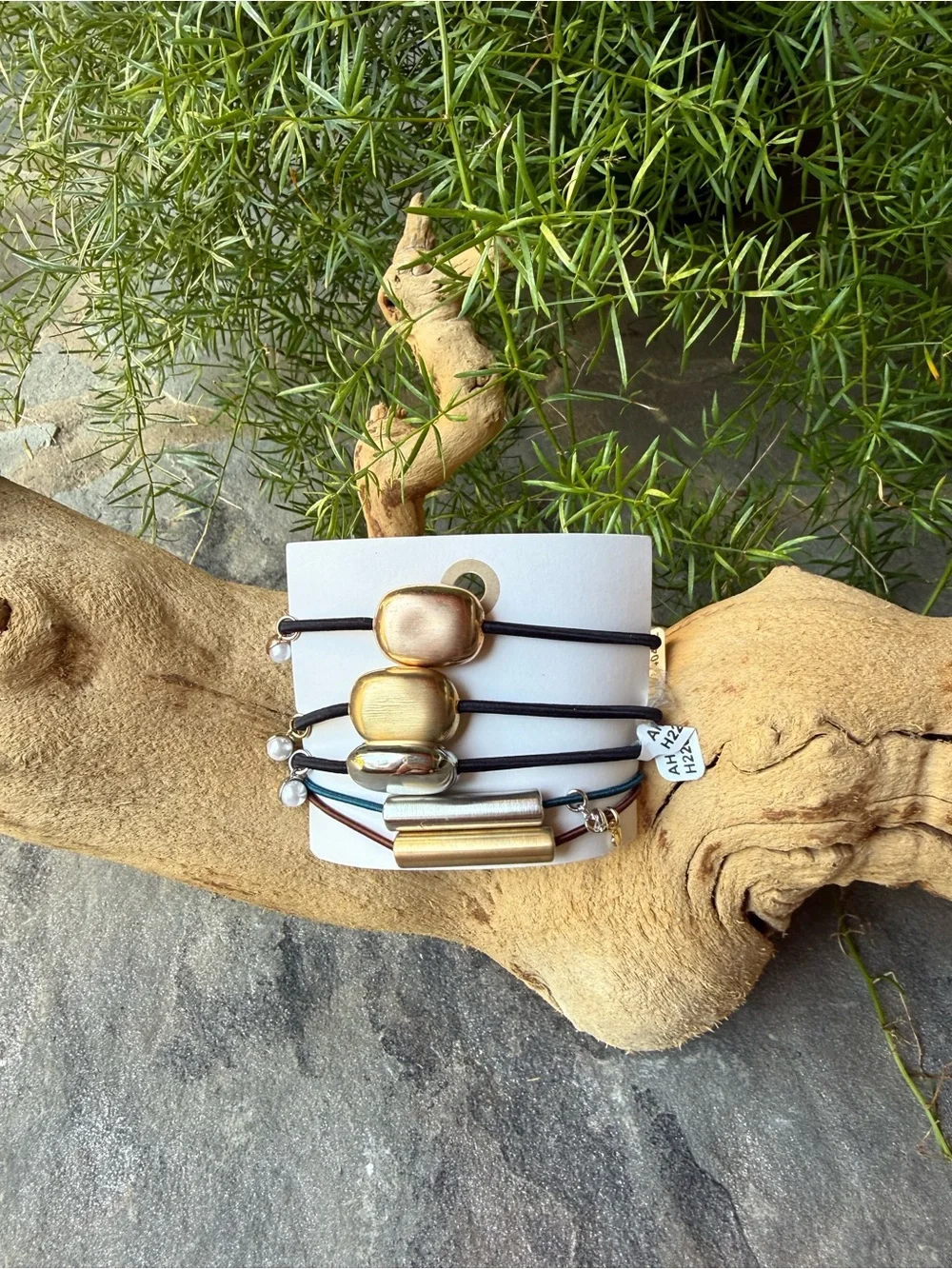 New🌟Anthropologie-Mixed Metal Elastic Pony Tail Bracelet Set